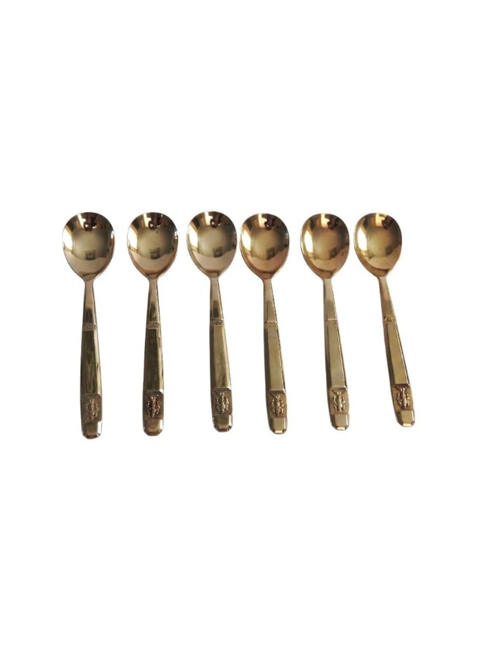 VTG Siam Erawan 8" Bronze Table Spoons Set of 6 - 3 Headed Elephant Thailand
